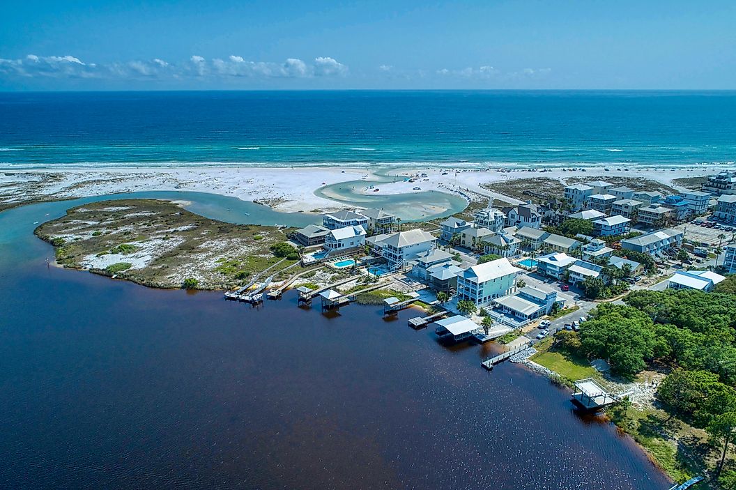 Overhead view of Grayton Beach, Florida.