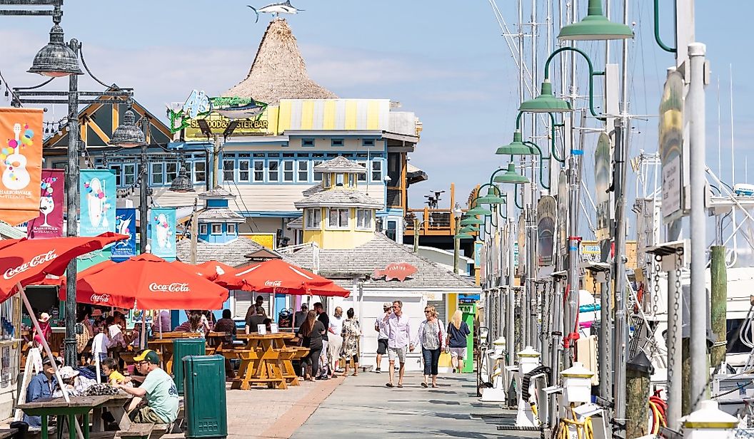 Harborwalk Village along the water in Destin, Florida.