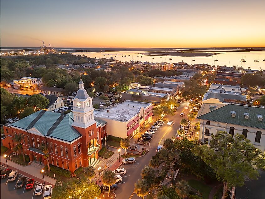 Aerial view of Fernandina Beach, Florida.