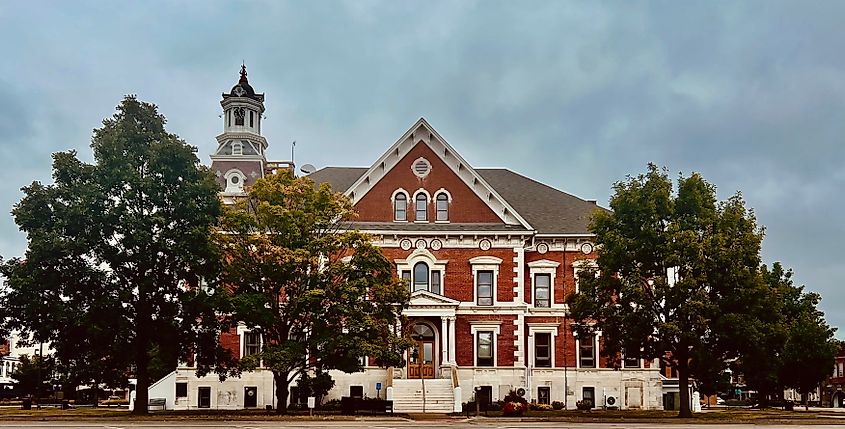 The old courthouse in downtown Macomb, Illinois.