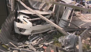 Car veers off road and crashes into a northwest Miami-Dade yard, nearly injuring multiple people