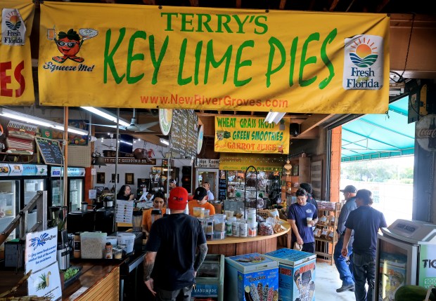 Bob Roth's New River Groves is recognized for winning the South Florida Sun Sentinel Best of South Florida Dining series for best Key lime pie on Thursday, June 18, 2026. (Mike Stocker/South Florida Sun Sentinel)