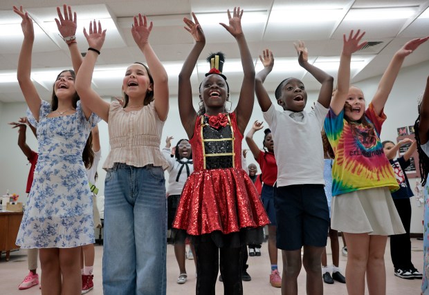 Students rehearse in Shirley Callandret's show choir class at North Andrews Gardens Elementary School of the Arts in Fort Lauderdale on Thursday, May 28, 2026. (Amy Beth Bennett / South Florida Sun Sentinel)