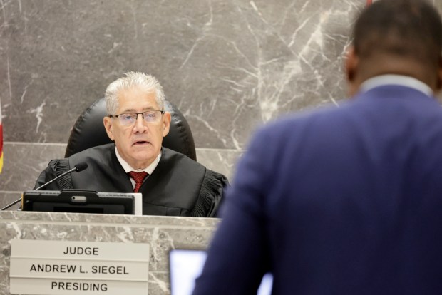 Judge Andrew Siegel listens as Broward State Attorney Harold F. Pryor asks the court to clear the records of 40 people who were arrested in the late 1980s and early 1990s in reverse stings using crack cocaine that was manufactured by law enforcement at the Broward County Courthouse in Fort Lauderdale on on Friday, June 12, 2026. (Carline Jean/South Florida Sun Sentinel)