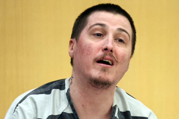 Sean Greer cries as he apologizes to family members of his victims during his sentencing hearing at the Broward County Courthouse in Fort Lauderdale on Thursday, June 25, 2026. Greer killed three young children and injured three more when he plowed into a family waiting for a bus in Wilton Manors in 2021. (Amy Beth Bennett / South Florida Sun Sentinel)