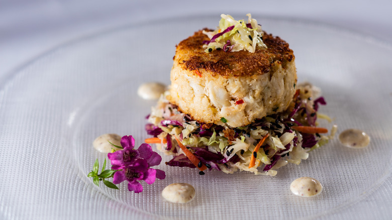 Jumbo lump crab cakes with Asian red pepper slaw