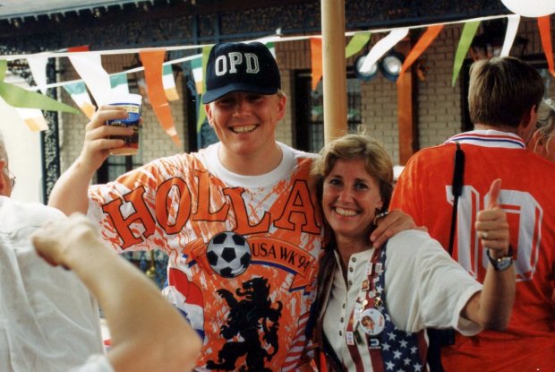 Joanie Schirm, the chair of Orlando's 1994 World Cup effort, poses with Crown Prince Willem-Alexander, now the King of the Netherlands, during festivities surrounding the tournament in 1994. (Courtesy Joanie Schirm)