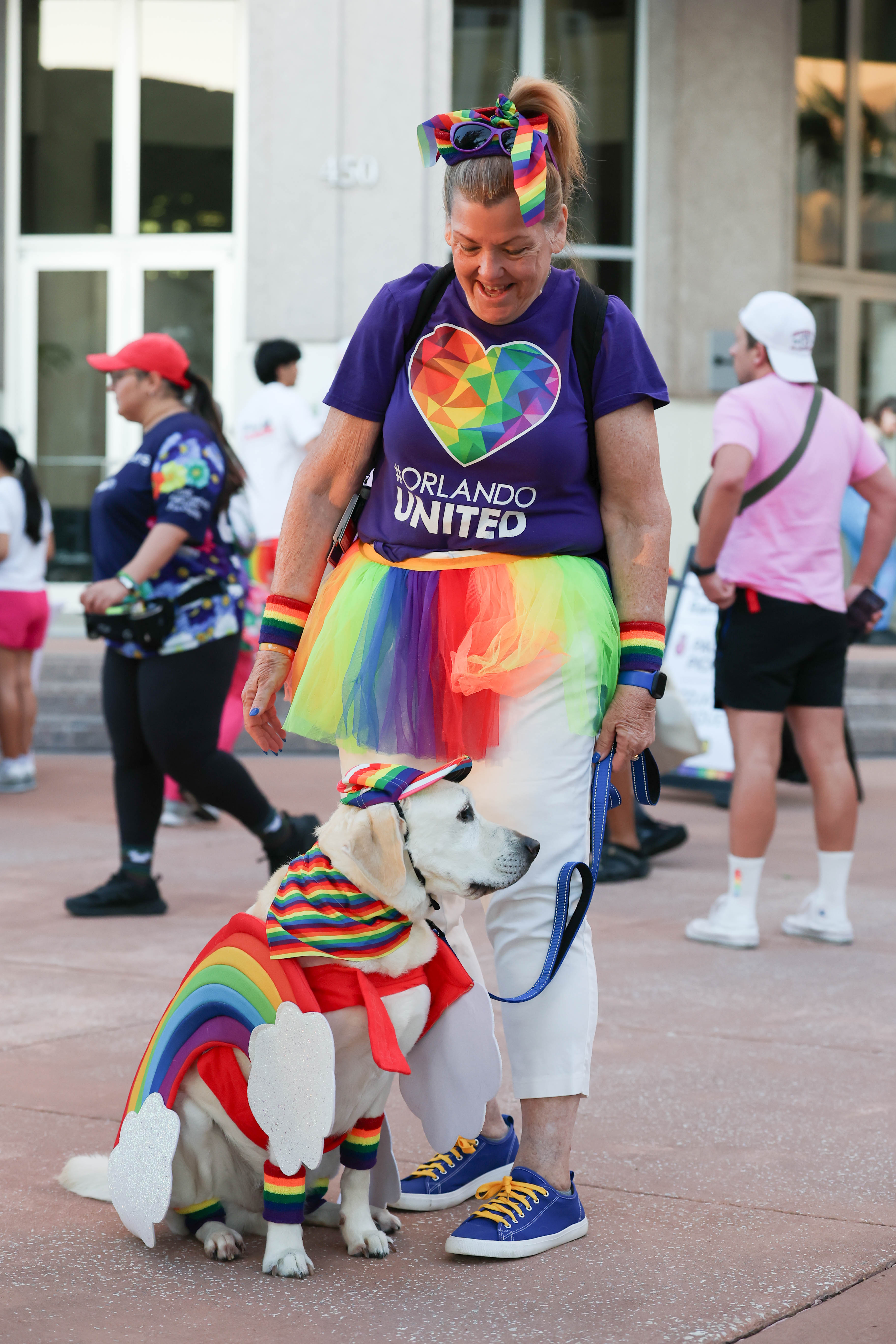 Orlando Health therapy dog Mr. Wright and owner Mary Trench...