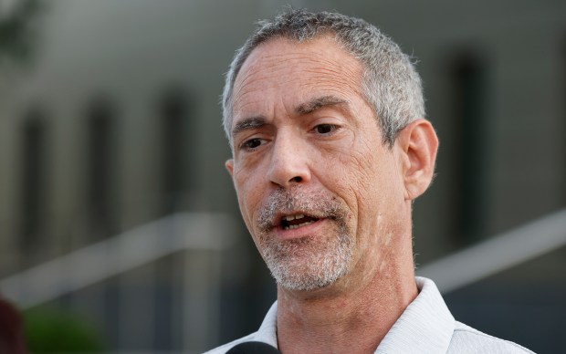 Justin Eplin, who says lost a $100,000 investment through Goliath Ventures, talks to the media outside the Orlando Federal Courthouse, on Tuesday, June 30, 2026. (Ricardo Ramirez Buxeda/ Orlando Sentinel)