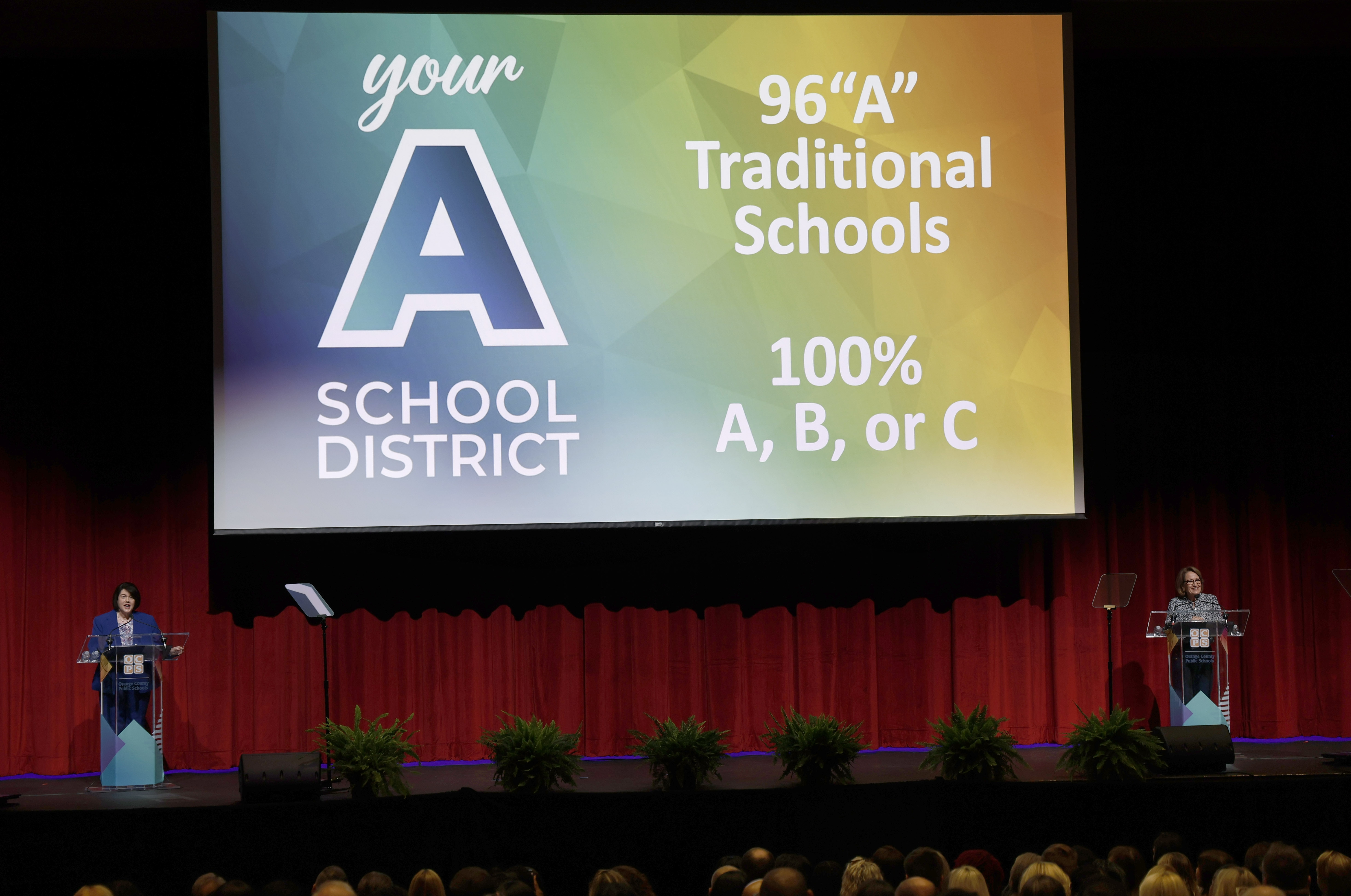 Orange County Public Schools Superintendent Maria Vazquez, left, and School...