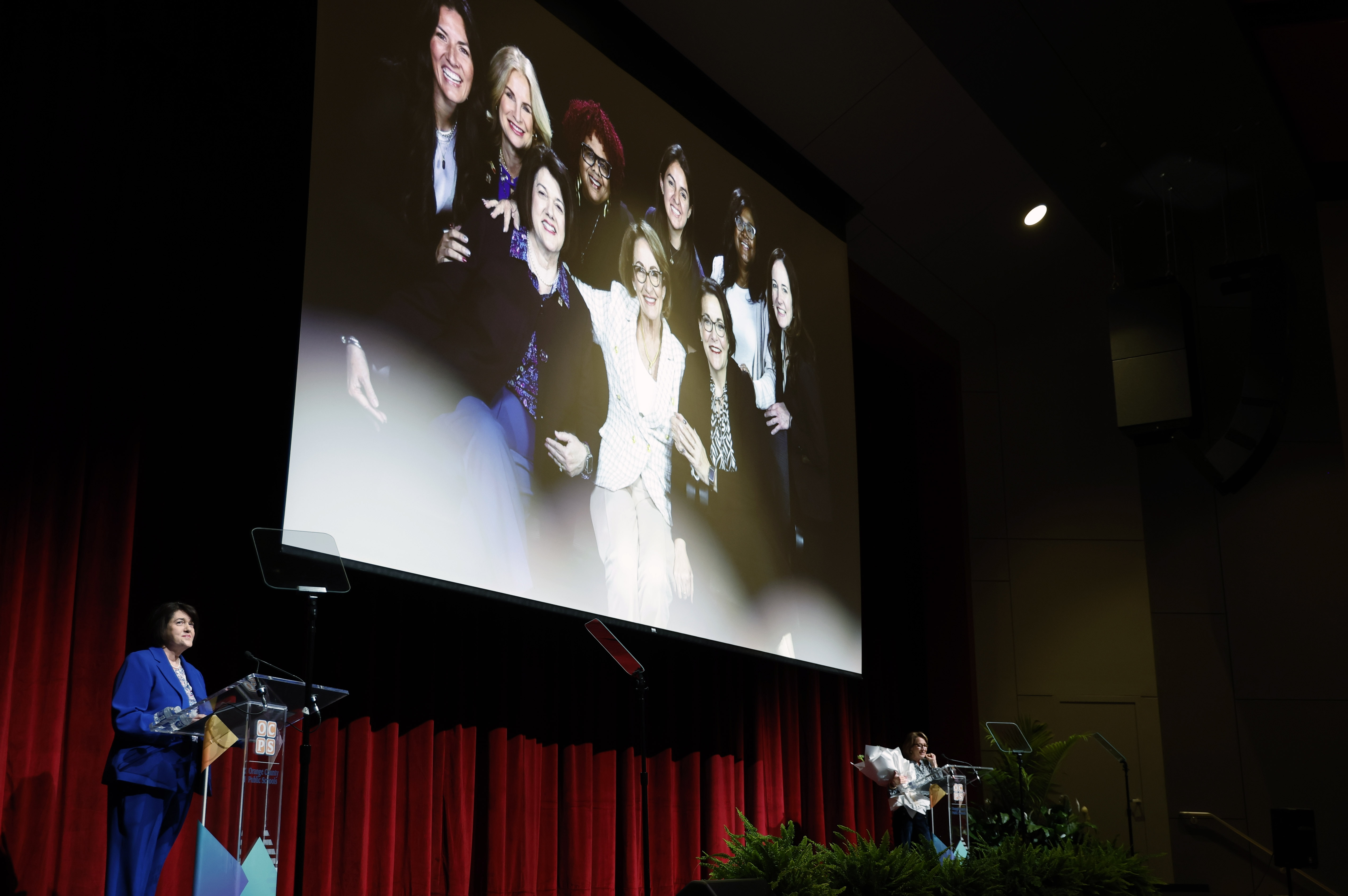 Orange County Public Schools Superintendent Maria Vazquez, left, and School...