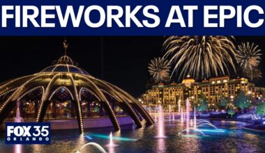 Firework show lighting up Epic Universe in July