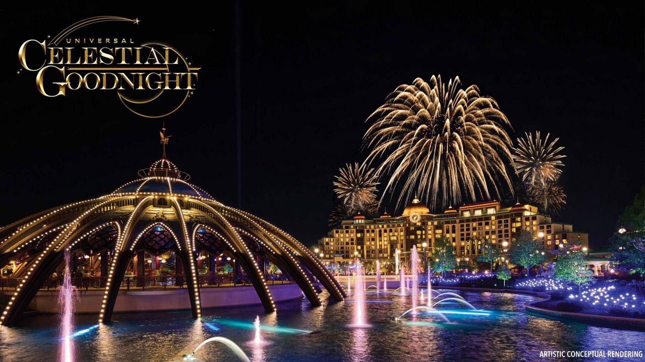 Guests can see Universal Celestial Goodnight at Epic Universe nightly, starting on July 7. (Artist Rendering Courtesy: Universal Orlando)