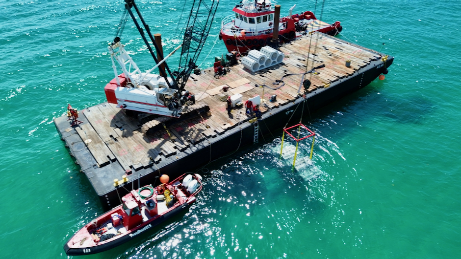 Barge deploys three 3D printed SEAHIVE structures