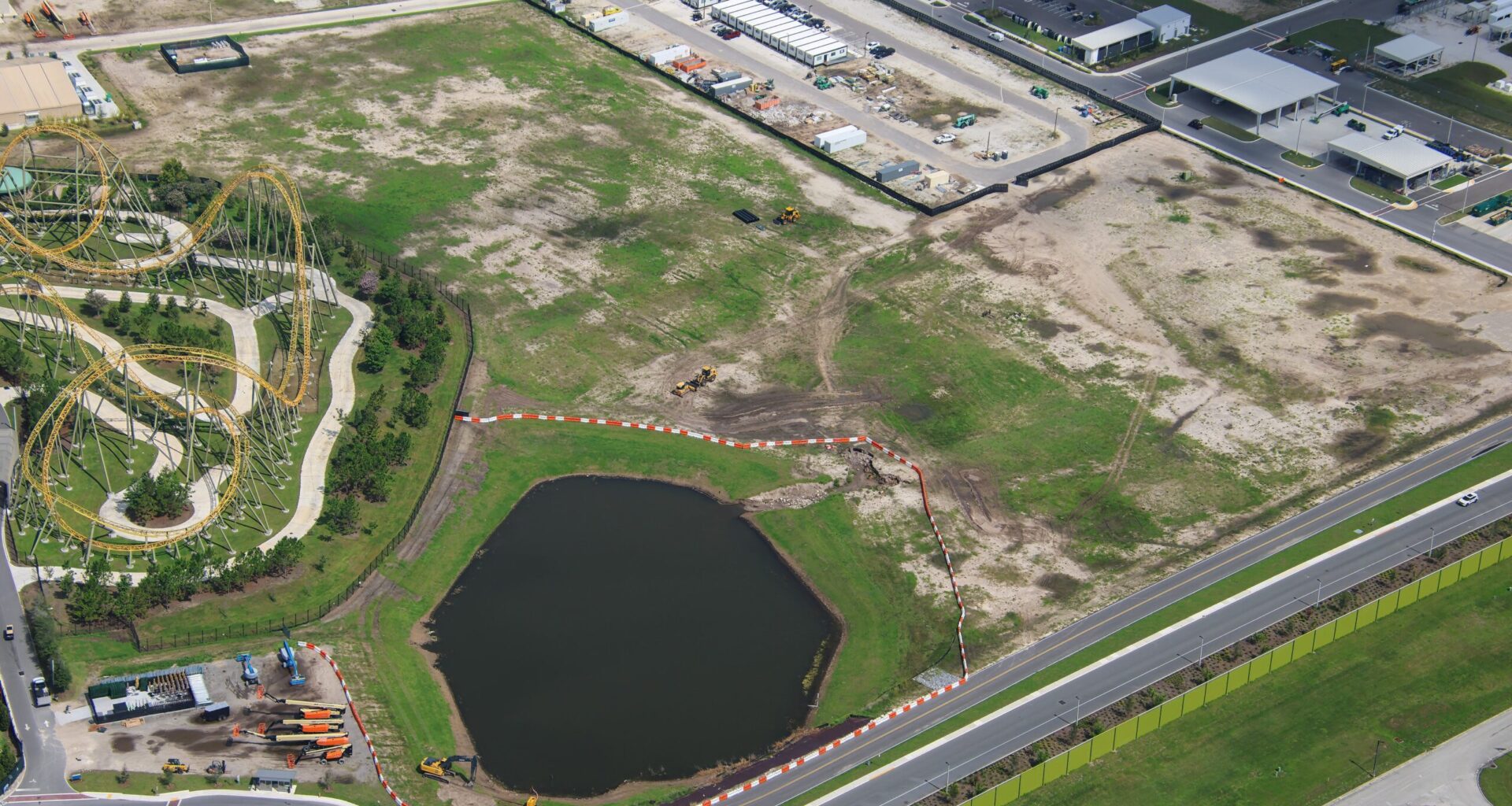 Epic Universe has begun a project to correct the natural erosion that is occurring at an expansion pad outside the park right next to Stardust Racers.