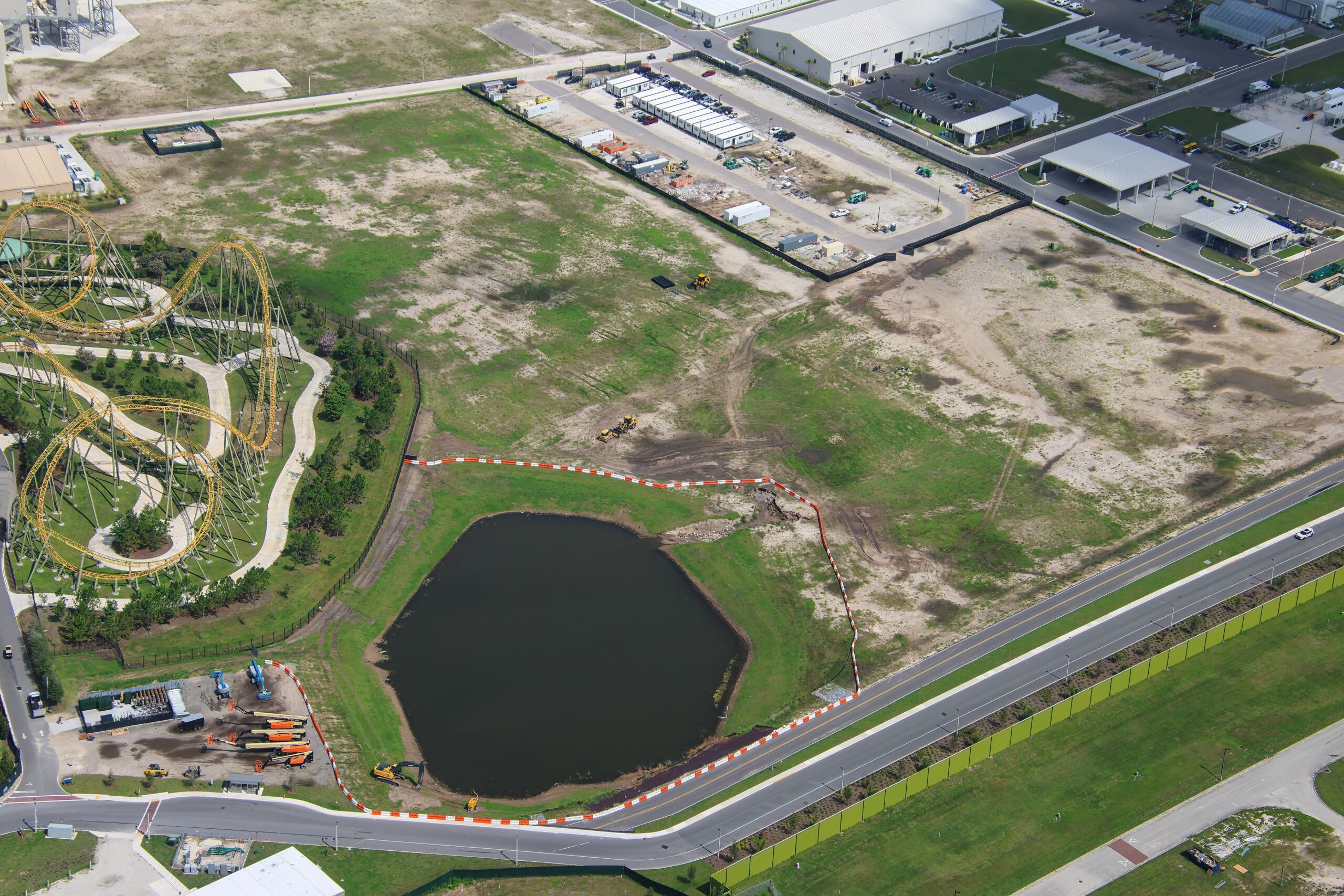 Epic Universe has begun a project to correct the natural erosion that is occurring at an expansion pad outside the park right next to Stardust Racers.