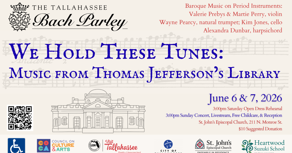 Tallahassee Bach Parley Presents: We Hold These Tunes, Music from Thomas Jefferson’s Library | Sunday, June 7th 3:00pm