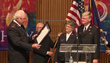 Salvation Army celebrates retirement of 2 majors with decades of service
