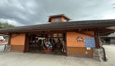 Pin Traders in Disney Springs is currently in the progress of being painted from an orange-brown to blue.