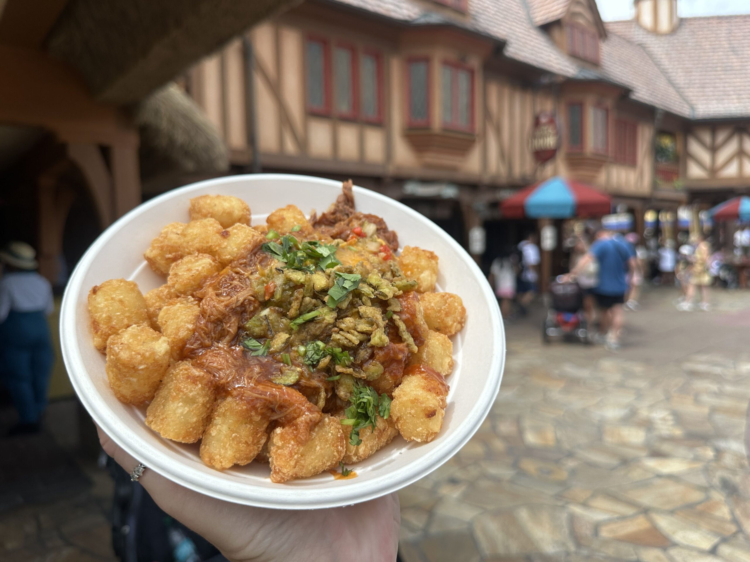 A new Barbecue Pork Tot Bowl is available at Friar's Nook in Fantasyland, and it's a welcome addition to the park.