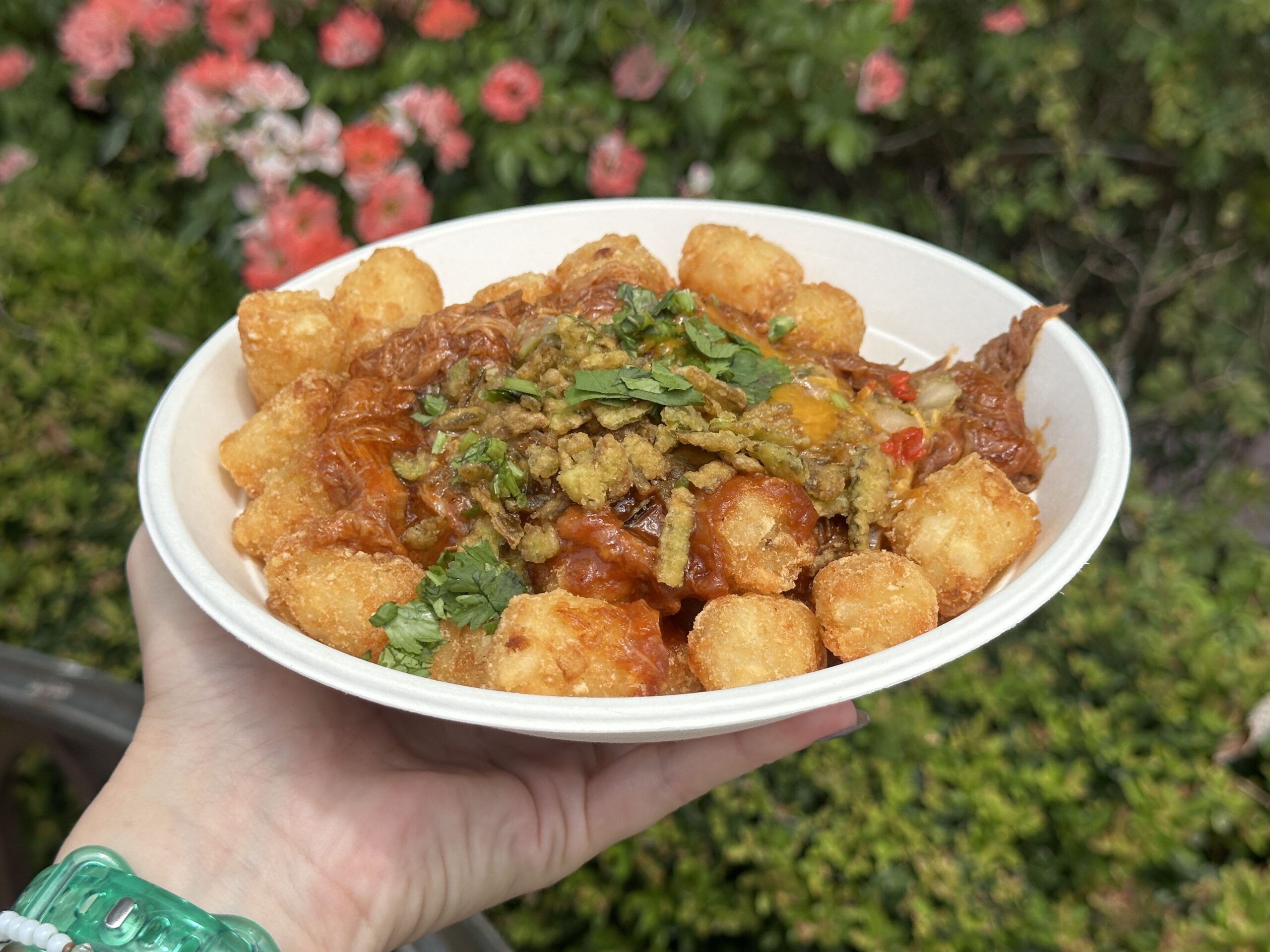 A new Barbecue Pork Tot Bowl is available at Friar's Nook in Fantasyland, and it's a welcome addition to the park.