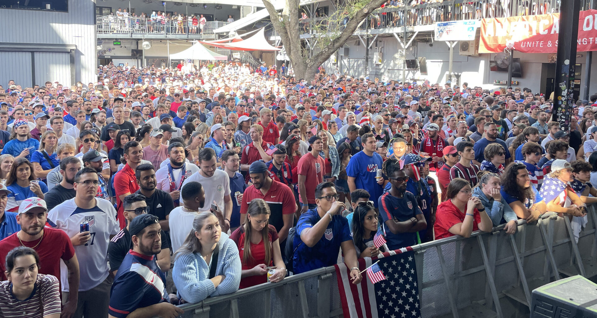 People at a soccer watch party