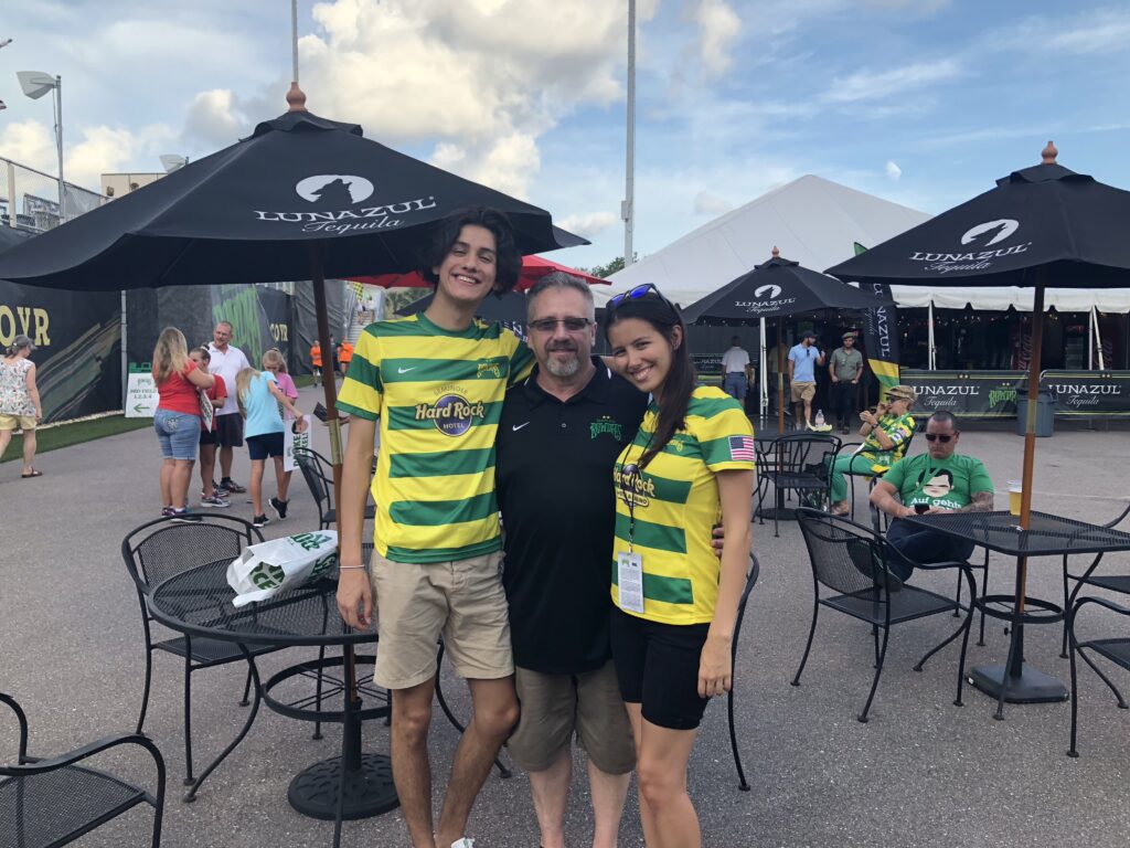 People at a soccer game