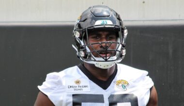 Yasir Abdullah looks on during the 2023 Jaguars Rookie Minicamp held at TIAA Bank Field.