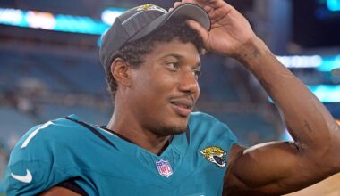 Aug 26, 2023; Jacksonville, Florida, USA; Jacksonville Jaguars wide receiver Zay Jones (7) after the game against the Miami Dolphins at EverBank Stadium.