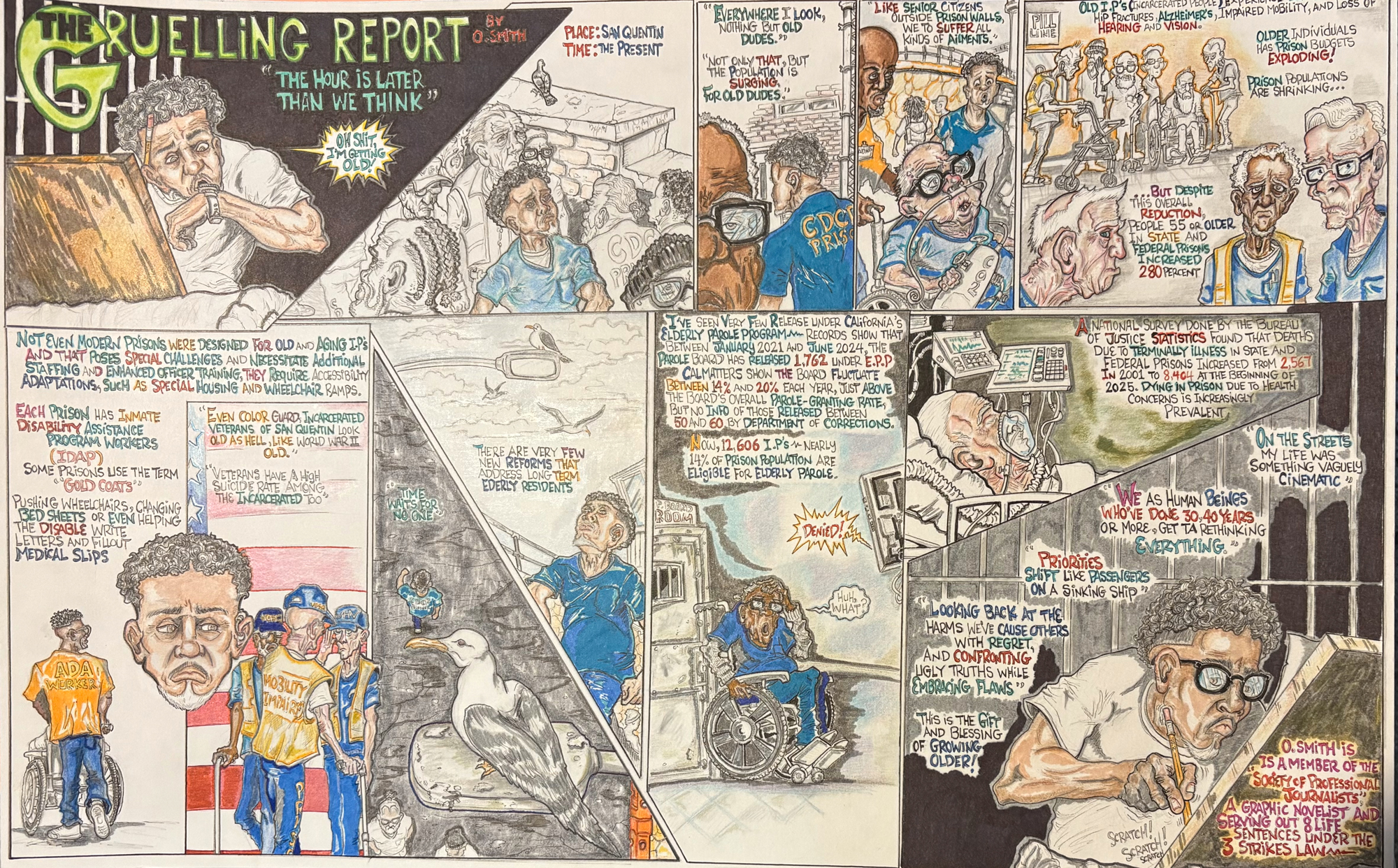 detailed comic about aging in prison
