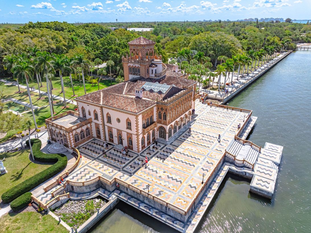 The Ca’ d’Zan residence, which was built in the Mediterranean Revival style, is part of a 66-acre arts complex on Sarasota Bay.