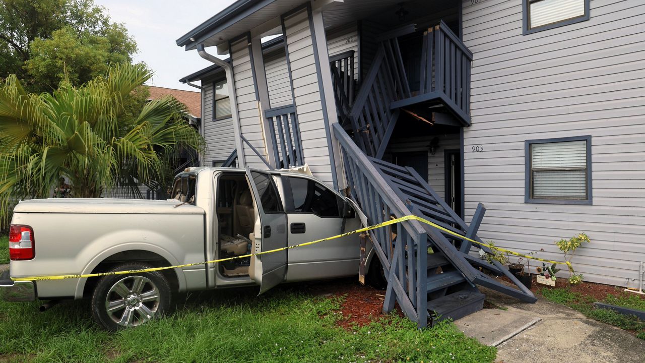 An investigation is being conducted after a pickup truck crashed into a condo on Tuesday, July 28, 2026. (Hillsborough County Fire Rescue)
