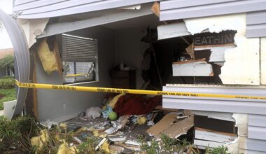 According to the preliminary investigation, the driver backed into one apartment before pulling forward into a second apartment, causing structural damage to both buildings. (Hillsborough County Fire Rescue)