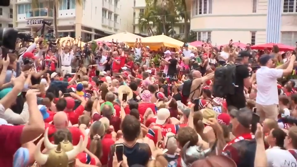 Norway fans bring famous Viking Row chant to Miami Beach ahead of England match - WSVN 7News | Miami News, Weather, Sports