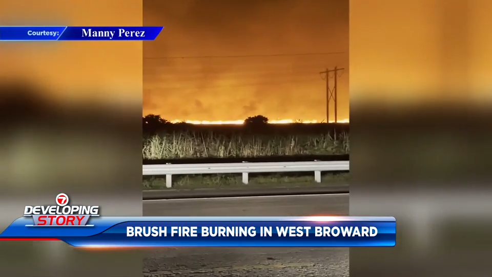 Brush fire burns 3,600 acres in West Broward; 0% contained - WSVN 7News | Miami News, Weather, Sports