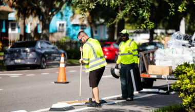 City installs bike lane barrier devices on First Avenue N.