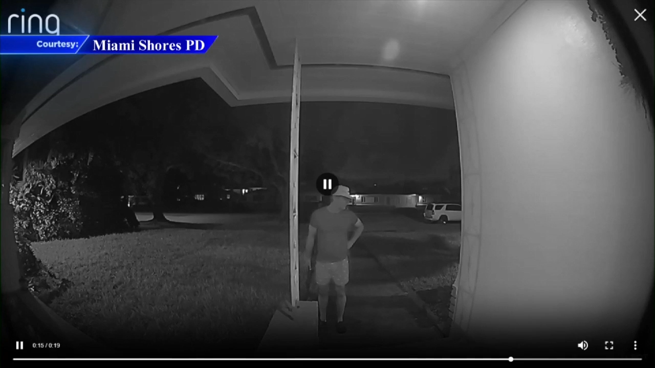 Ring video captures man armed with long gun approaching Miami Shores home - WSVN 7News | Miami News, Weather, Sports
