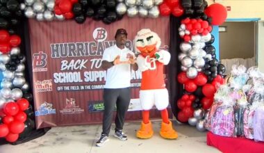 NFL linebacker Reuben Bain Jr. hosts second annual back-to-school bash at local elementary school - WSVN 7News | Miami News, Weather, Sports