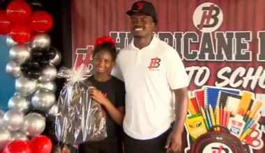 Former Miami Hurricane Rueben Bain Jr. giving back to former elementary school in Miami - WSVN 7News | Miami News, Weather, Sports