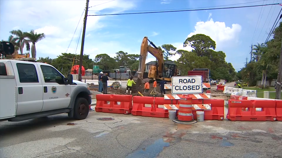 Water main break floods roadway in Wilton Manors; repairs underway - WSVN 7News | Miami News, Weather, Sports