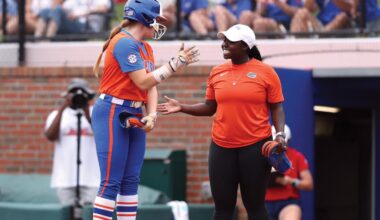Taylor Shumaker during the Gators' game against the Texas Tech on Saturday, May 23, 2026 at Katie Seashole Pressly Softball Stadium in Gainesville, FL / UAA Communications photo by Hannah White