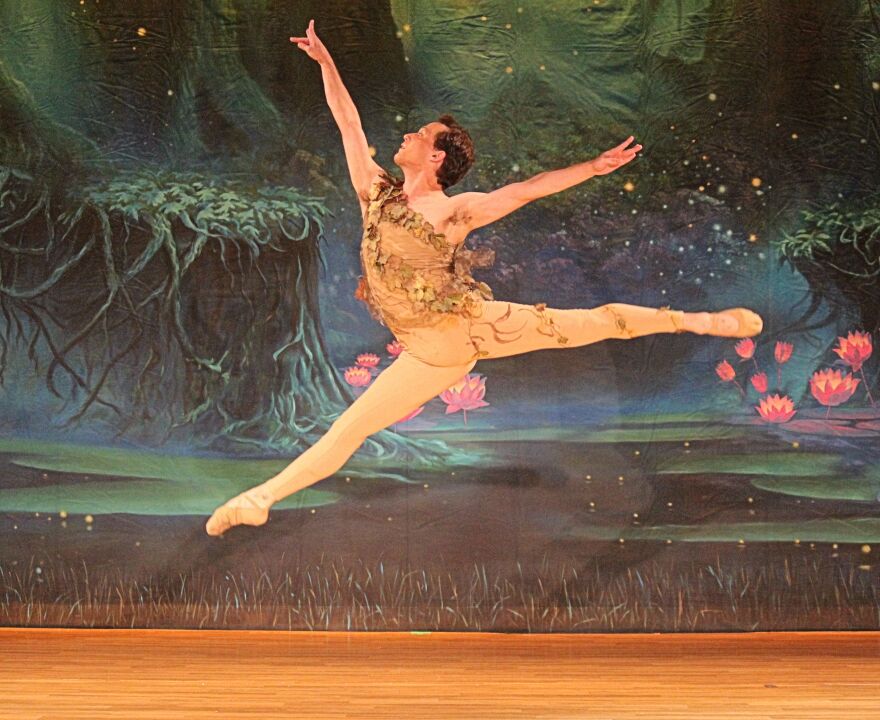 Alex Manning gets air in the role of Puck in 'A Midsummer Night's Dream.'