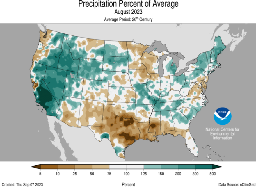 August 2023 precipitation map.
