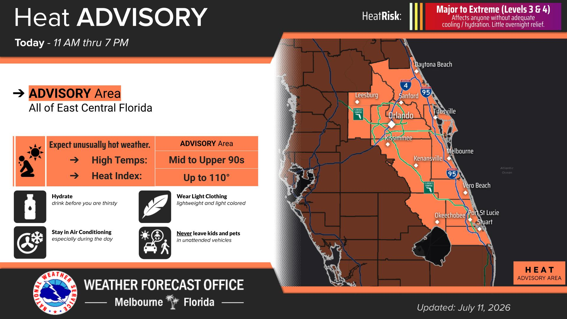 Heat Advisory Issued for Central Florida for Third Day in a Row