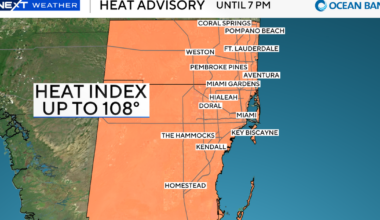 Sunday still hot and humid for South Florida, with triple-digit feels-like temps