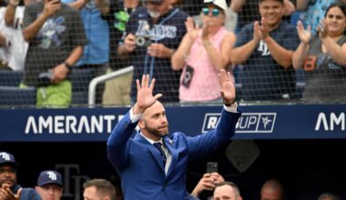Tampa Bay Rays retire Evan Longoria's No. 3 jersey