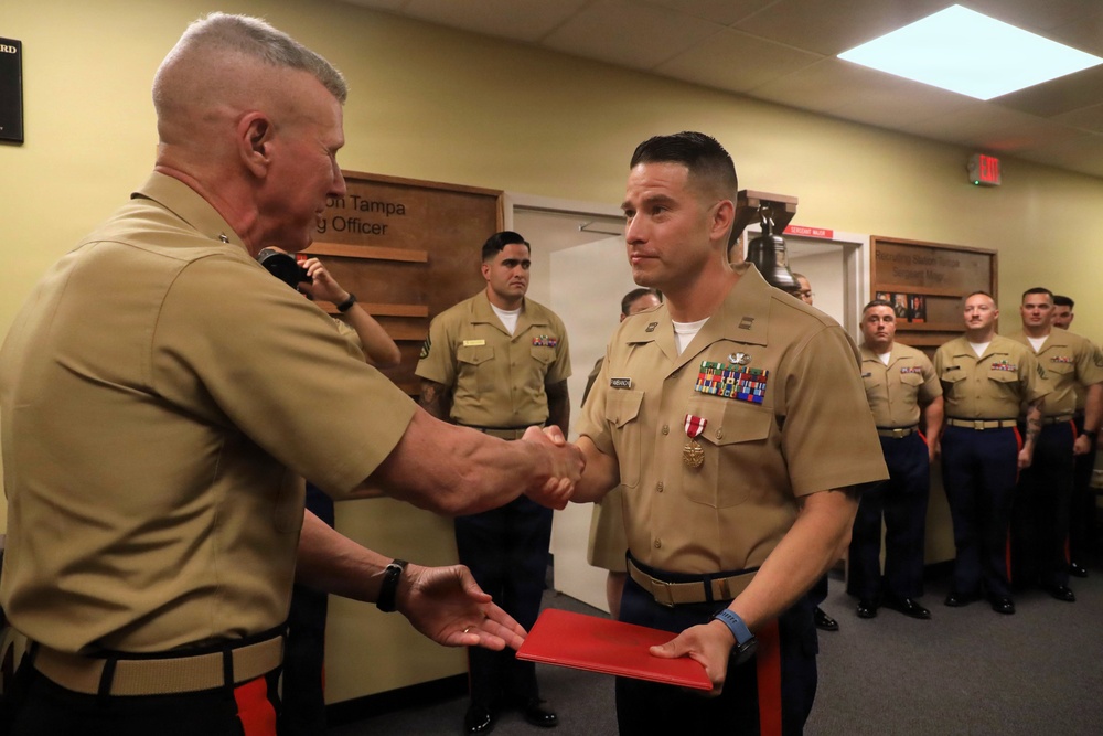 CMC Visits RS Tampa, Awards Meritorious Service Medal to Tampa XO Capt. Pambianchi