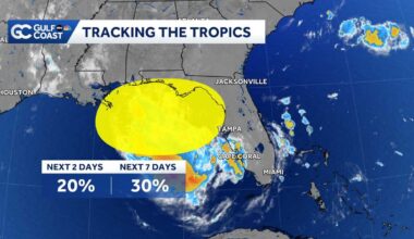 Gulf disturbance's chance for development rise as soaking rain targets Southwest Florida