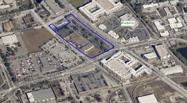 Crosland Southeast has filed a conceptual master plan for the new apartments, townhomes and retail space at the Princeton Commerce Center in Orlando's Packing District. (Orange County Property Appraiser)