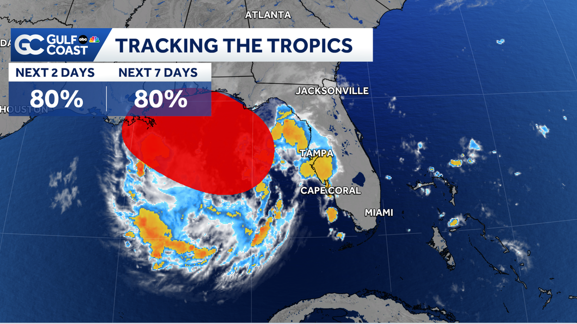High development odds, System in Gulf likely to become a tropical depression late Sunday or early Monday